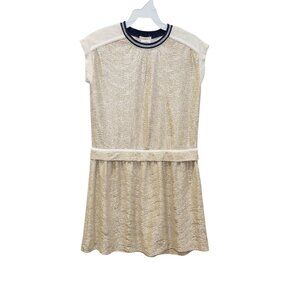 Crewcuts Girls 10  Gold Mettalic Elastic Waist Pullover Dress 2497